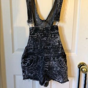 Denim overall shorts